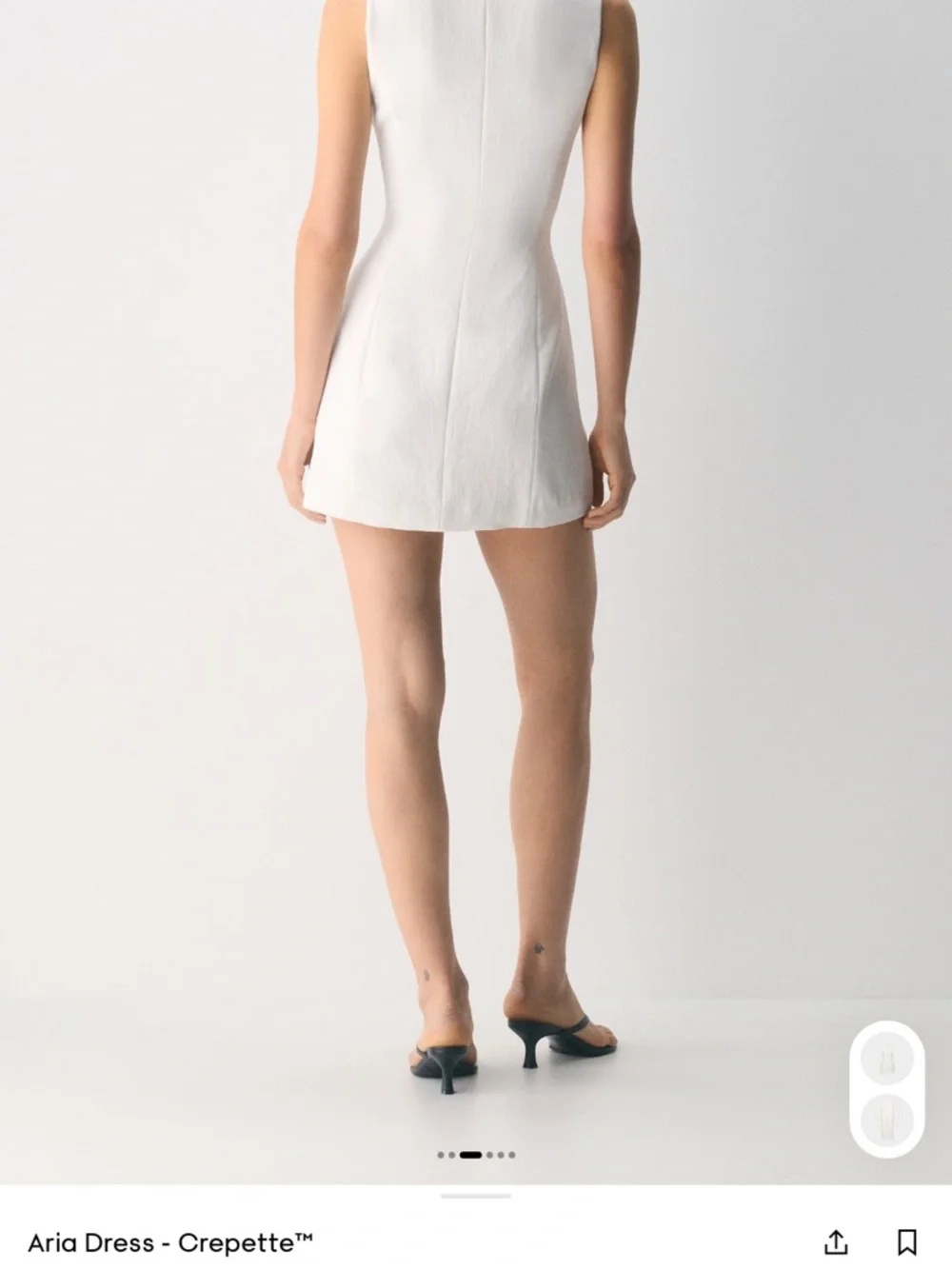 Aria Crepe Button-Front Mini Dress in White - Picture 2 of 5